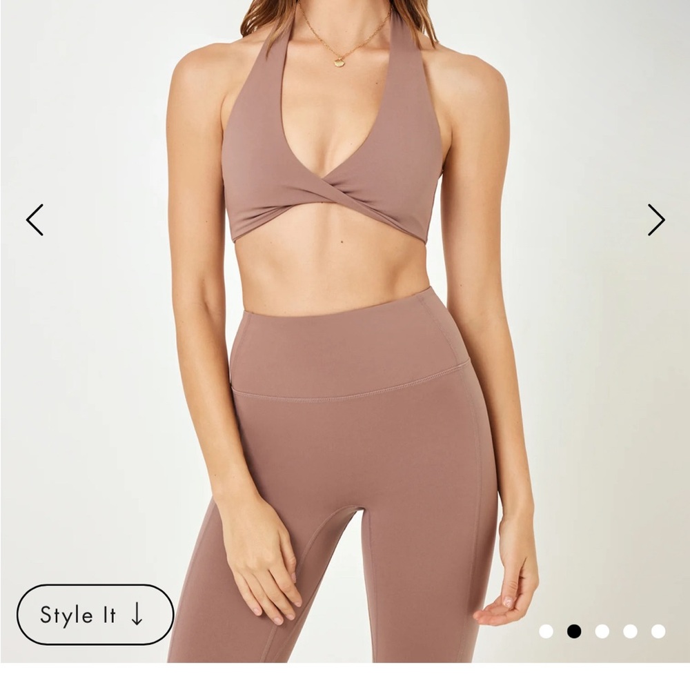Brown Halter Sports Bra and Leggings Set